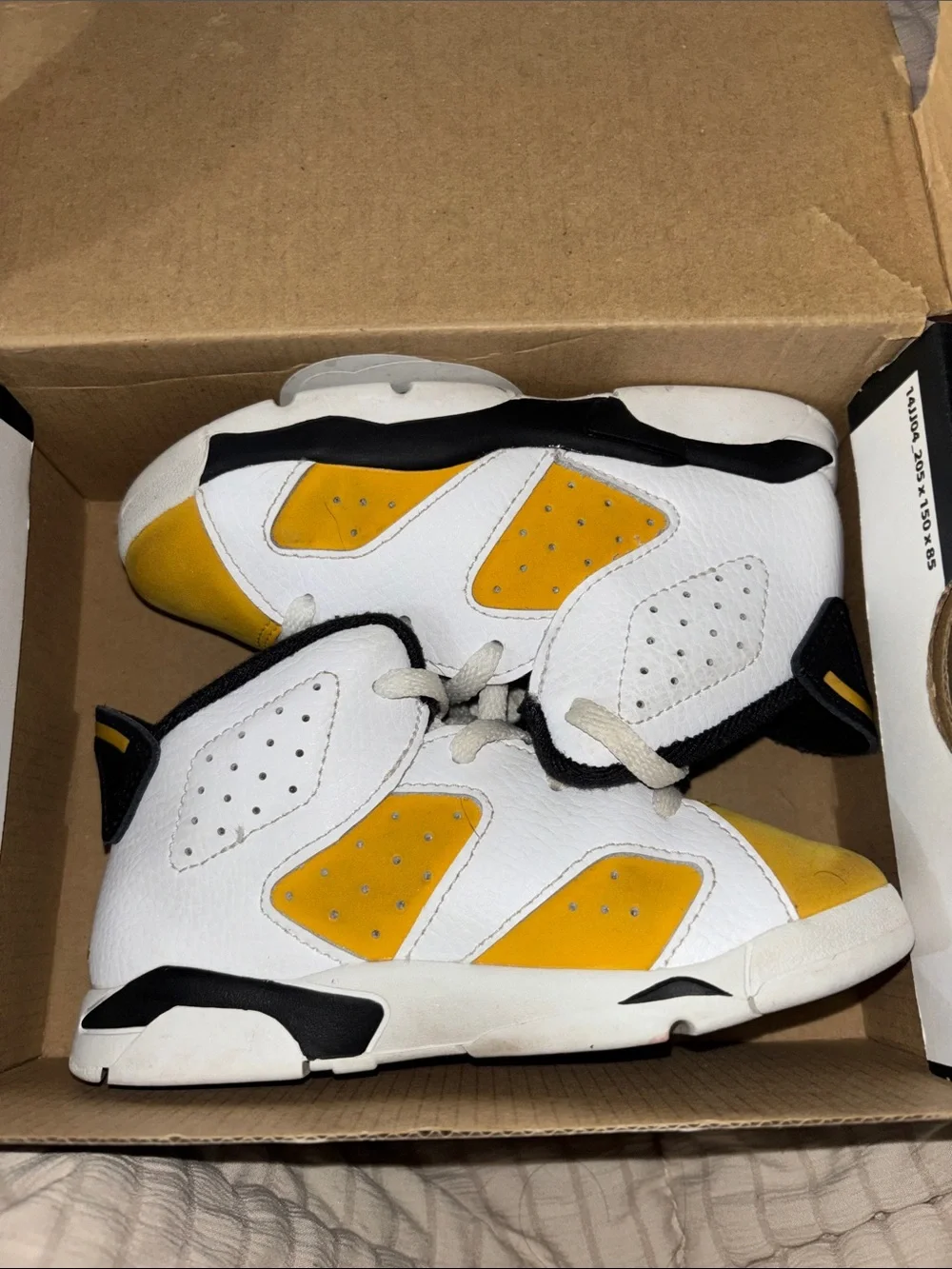 Jordan Kids White and Yellow High-Top Sneakers